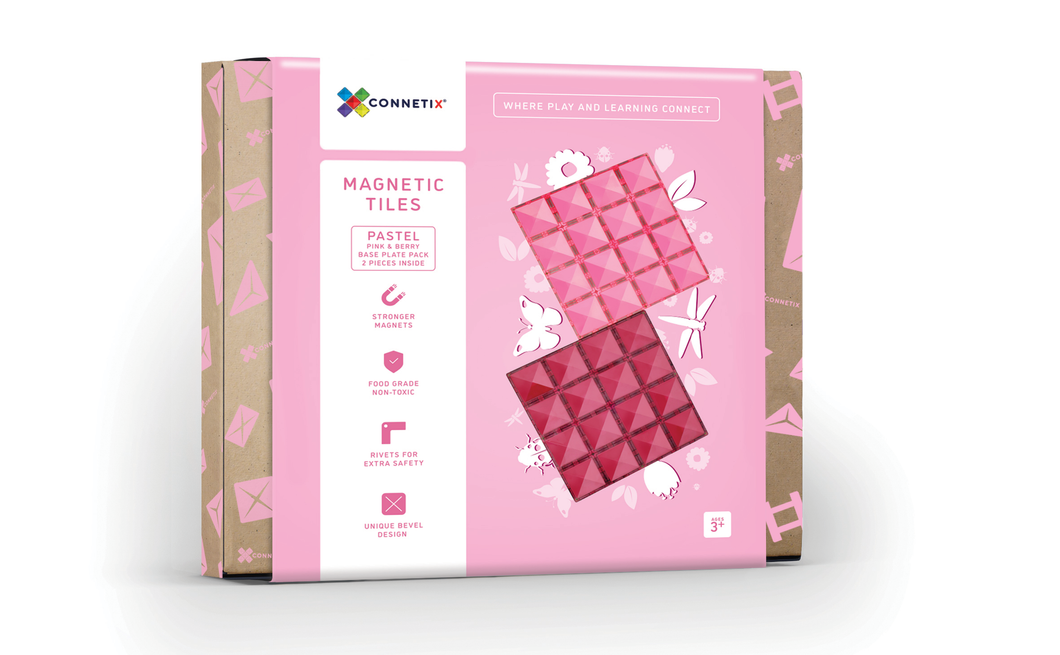 Connetix 2 Piece Base Plate Pink & Berry Pack